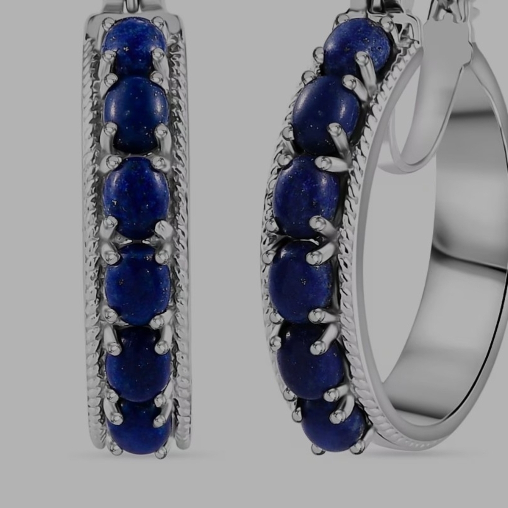 EverTrue Lapis Lazuli 6.00 ctw Earrings in Platinum Bond